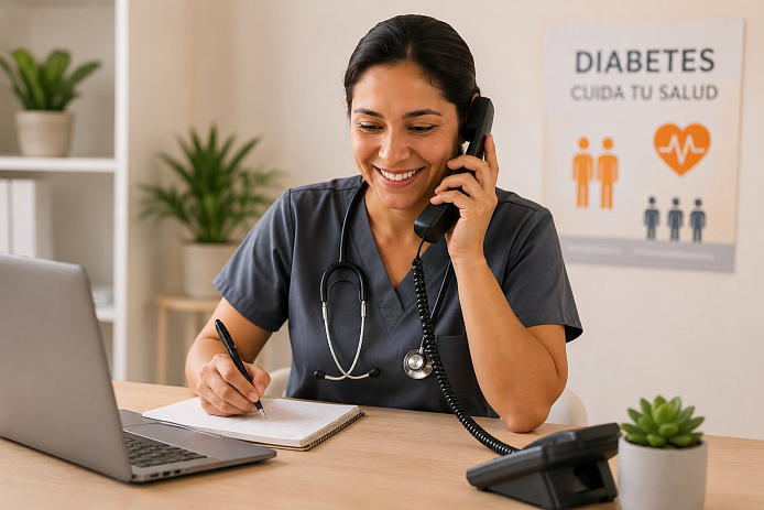 Use of telephone calls to manage glycemic control